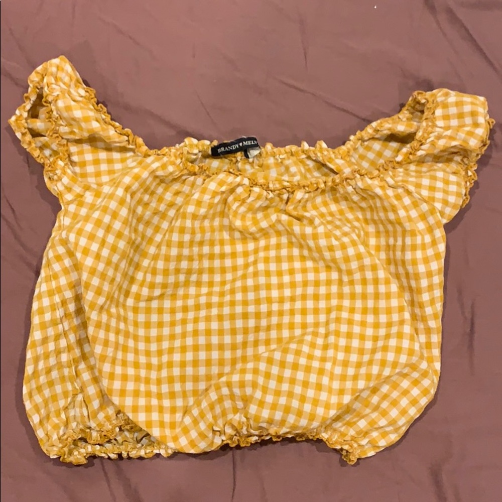 Yellow Gingham Brandy Melville Crop Top